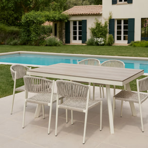 Ensemble de jardin table polywood blanc et chaises 6 places FIGARI