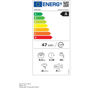 Lave linge hublot SAMSUNG WW80CGC04DAH Bespoke AI