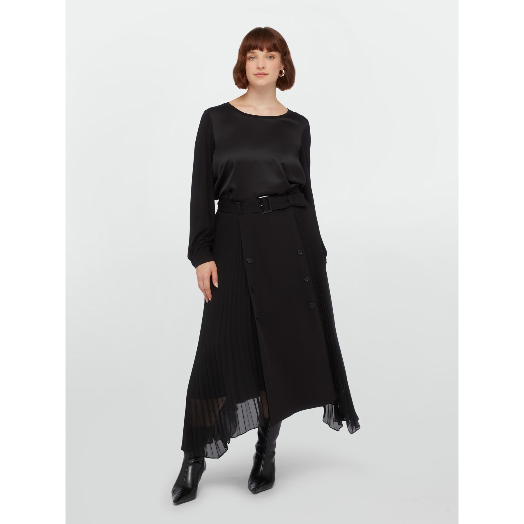 Fiorella Rubino - Camiseta de manga larga de dos tejidos - Negro