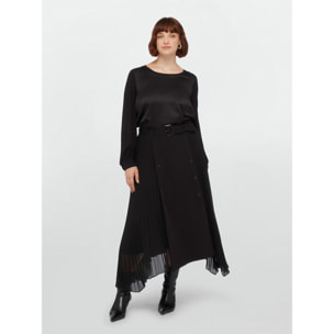 Fiorella Rubino - Camiseta de manga larga de dos tejidos - Negro