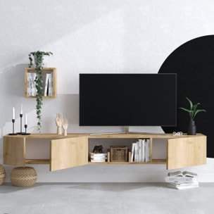 Meuble tv avec rangements imitation chêne clair - ALZEY