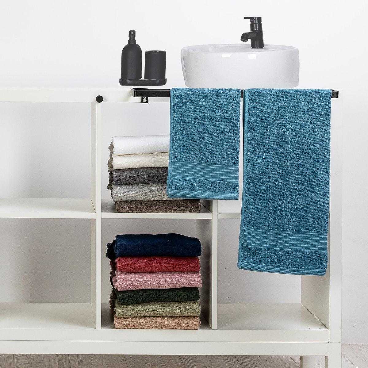 UNO CASA DESIGN Coppia Asciugamano + Ospite Julia in Spugna di Puro Cotone 500 gr/mq