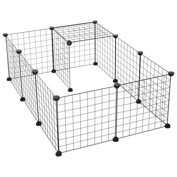 Cage parc enclos pour animaux domestiques L 106 x l 73 x H 36 cm bords arrondis fil métallique noir 55