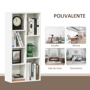 Estantería para Libros Librería de Madera con 7 Compartimentos de Almacenaje Plantas Archivos para Sala de Estar Dormitorio Oficina 50x24x106 cm Blanco