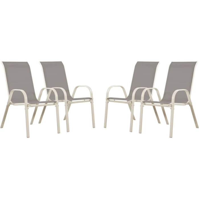 Fauteuil jardin Textilène "Cordoba" - Phoenix - Gris clair - Lot de 4