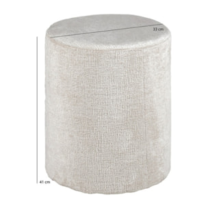 Pouf et repose pied 41 cm cylindrique en tissu côtelé écru - TUBE