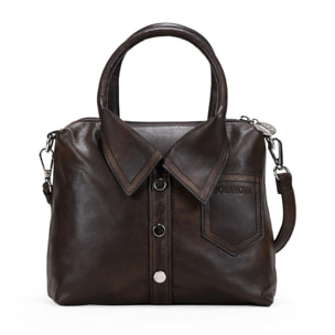 Bolso de mano marrón pequeño con cremallera