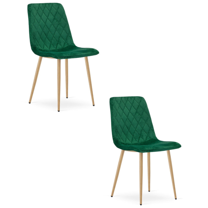 Set di 2 sedie Turin in velluto verde smeraldo
