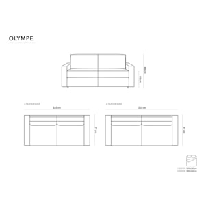 Canapé convertible ''Olympe'' 3 places en tissu structurel beige
