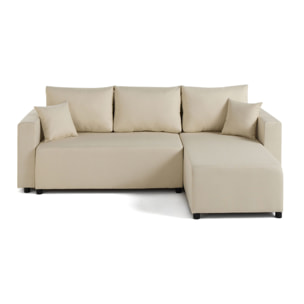 Regala - canapé d'angle réversible - 4 places - convertible avec coffre - en tissu - Beige