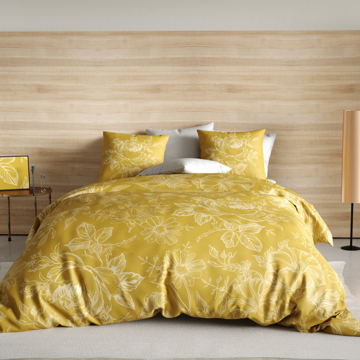 Parure de couette 3pcs 100% coton bio 57 fils/cm2-victoria ocre
