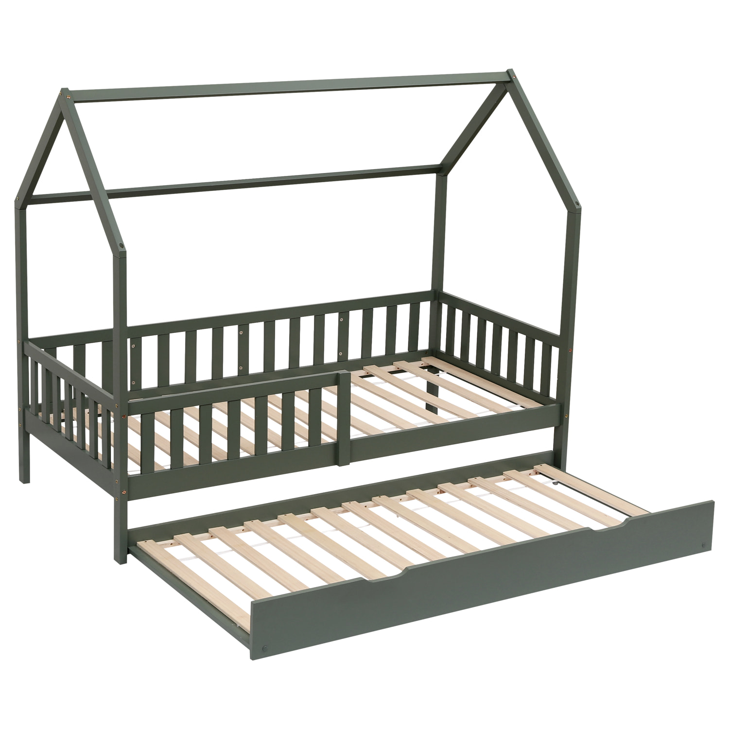 Lit cabane gigogne pour enfant 190x90cm vert MARCEAU
