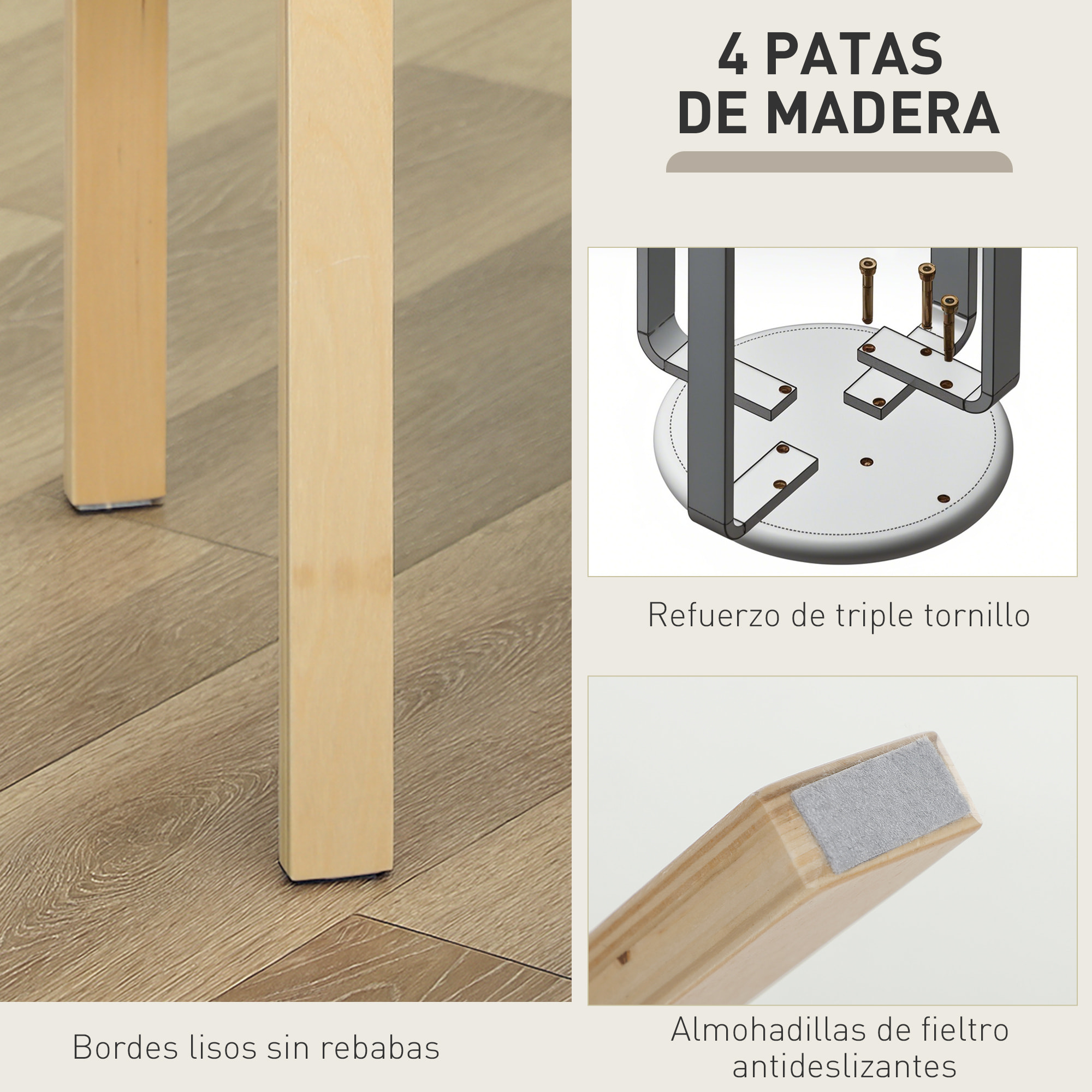 Juego de 4 Taburetes Apilables Redondos Taburetes Bajo de Cocina con Asiento Acolchado para Comedor Dormitorio Oficina Salón