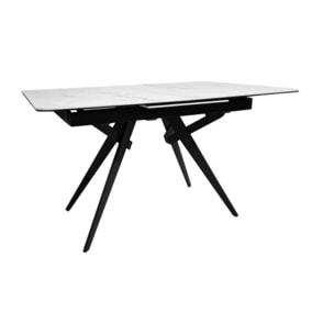 Table extensible céramique blanc et métal noir 130/170 cm - LUIGI