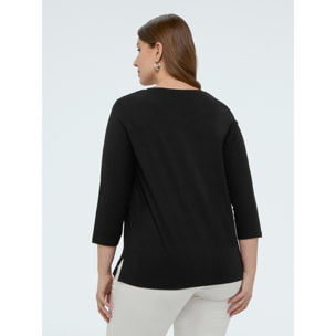 Fiorella Rubino - T-shirt in jersey di cotone con crystal - Nero