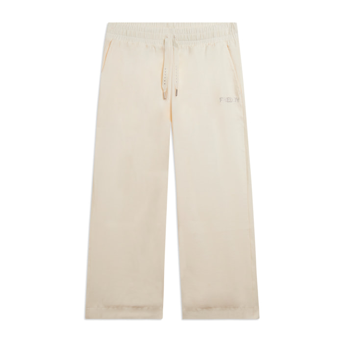 Pantaloni Sportivi Cropped con gamba Wide Leg e strass