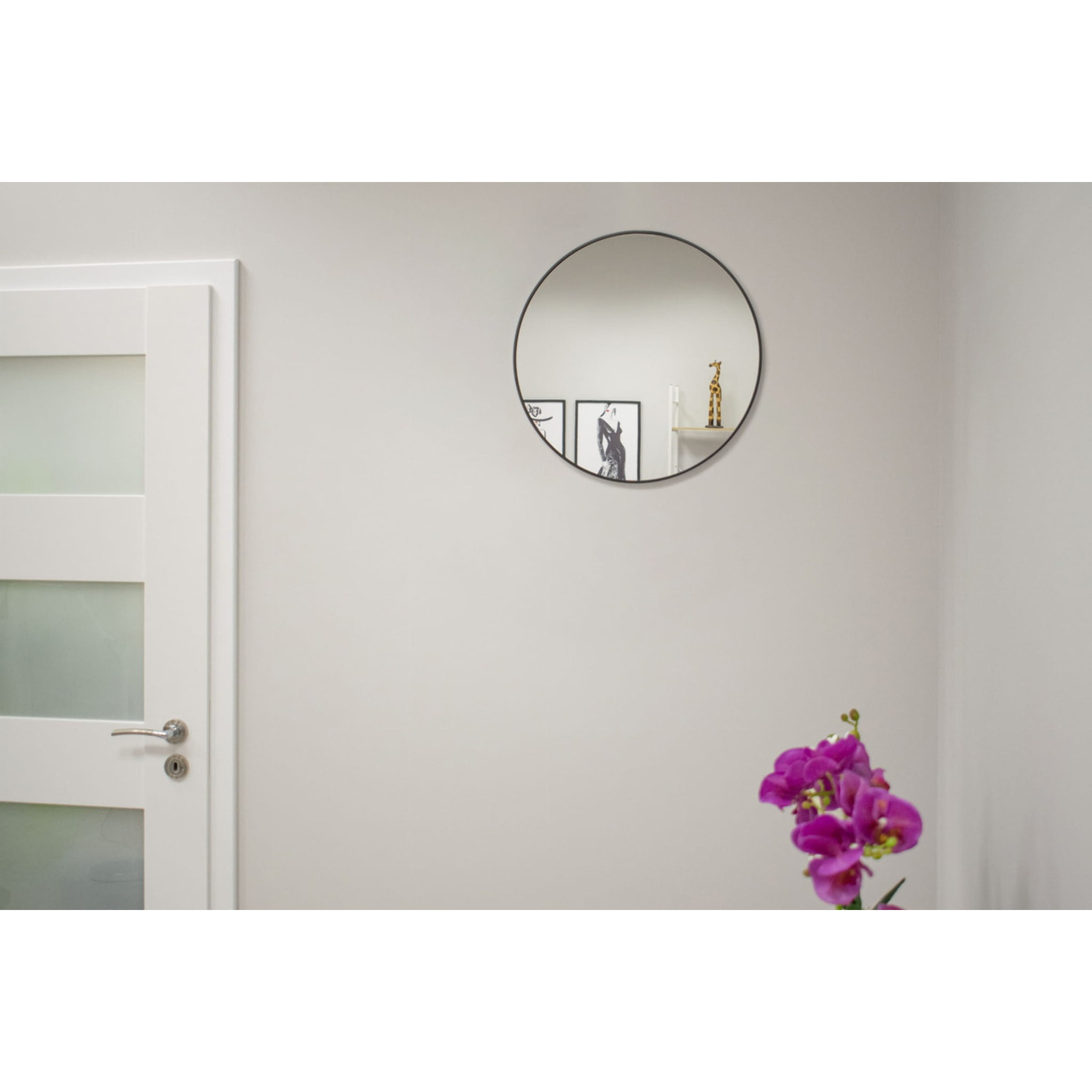Specchio rotondo da parete Oskar con cornice in metallo nero 40 cm