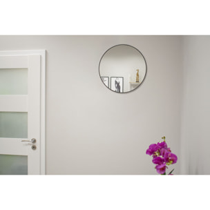 Specchio rotondo da parete Oskar con cornice in metallo nero 40 cm