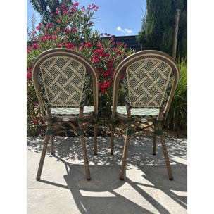 BISTRO - Lot de 2 fauteuils de jardin empilables en aluminium - vert