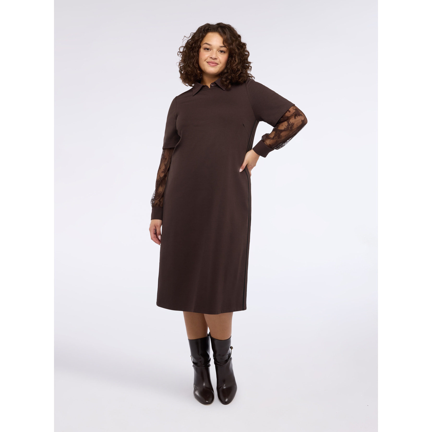 Fiorella Rubino - Vestido largo en Punto Milano - Marrón