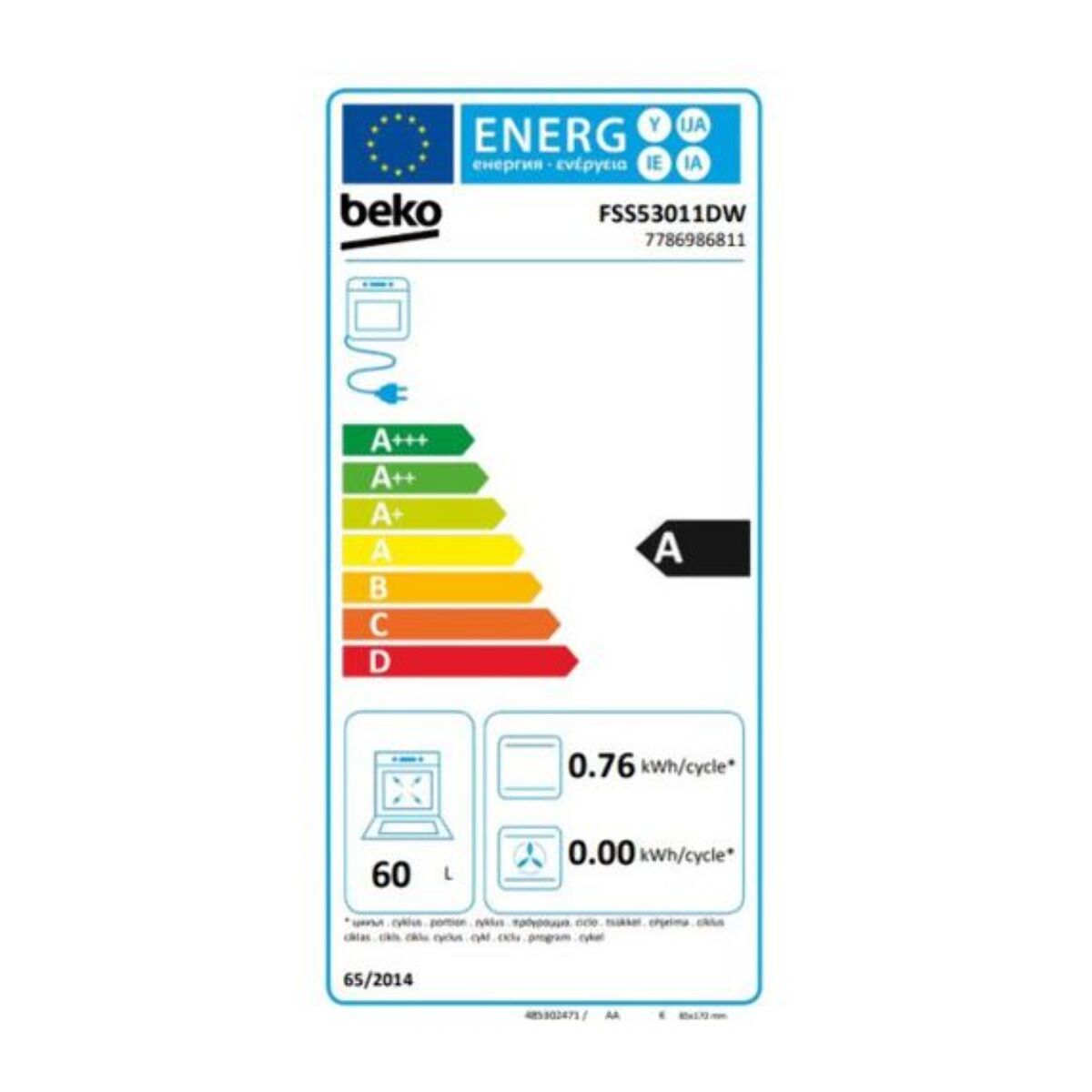Cuisinière gaz BEKO FSS53011DW