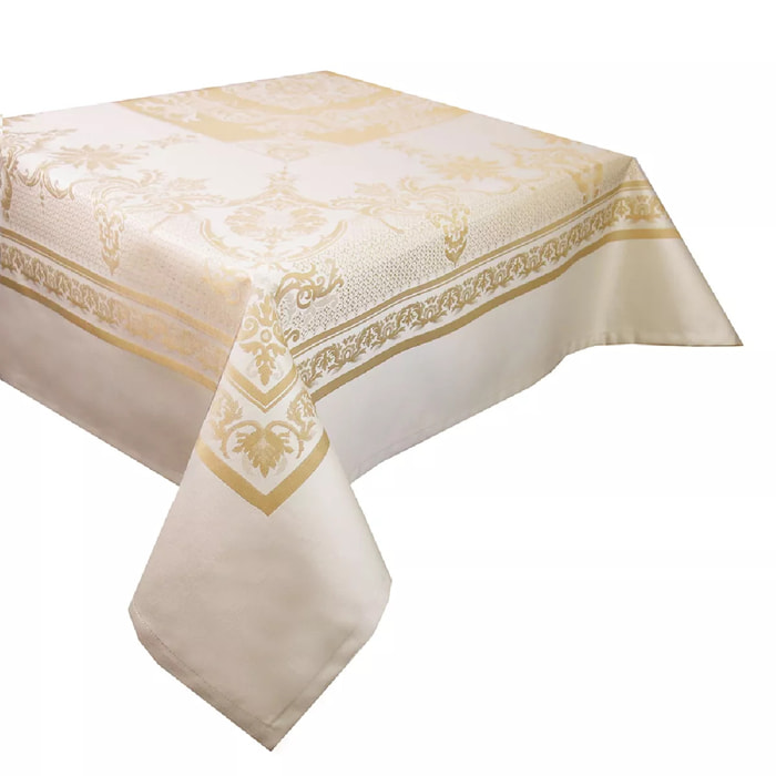 Nappe anti tache coton mélangé motif jacquard Eleonore dore
