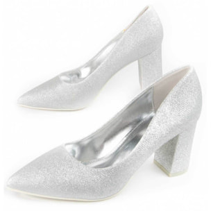 Zapato De Tacón - Plateado - Altura: 8 Cm
