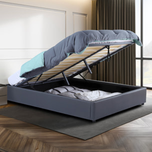 Lit coffre Otta 140x190cm simili cuir gris