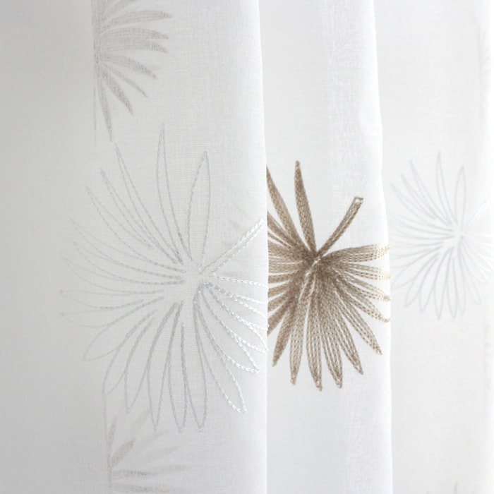 Voilage tamisant brodé  végétal - Beige