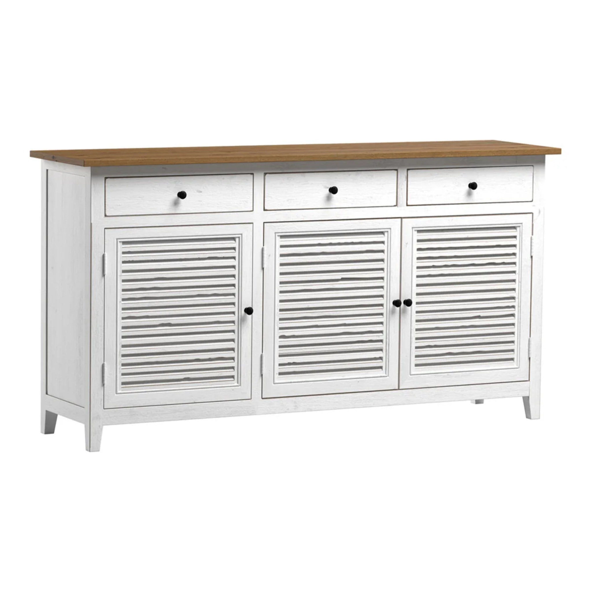 Buffet en bois recyclé blanc effet vieilli - Casa