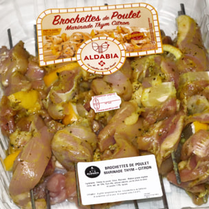 Brochettes de poulet marinées Thym-Citron x 10 - 2,2kg - France