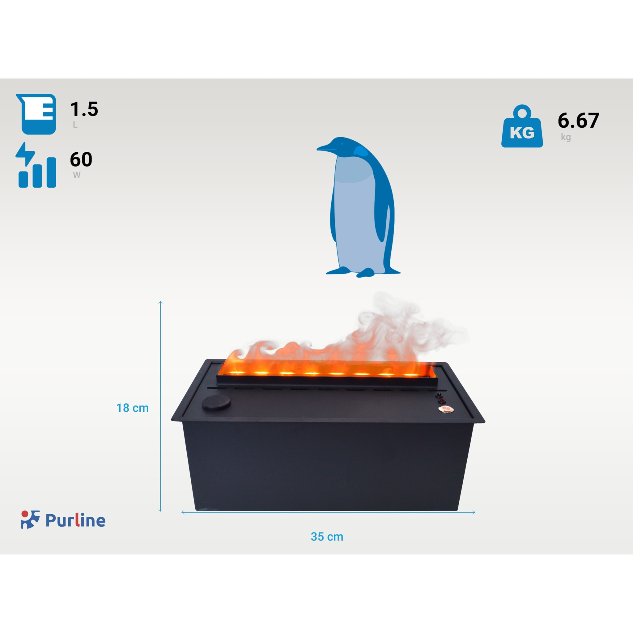 Cheminée décorative à flamme simulée format compact