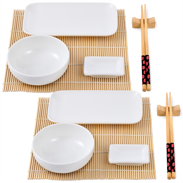 Set sushi de 12 piezas (porcelana + bambu + madera) bergner colección foodies