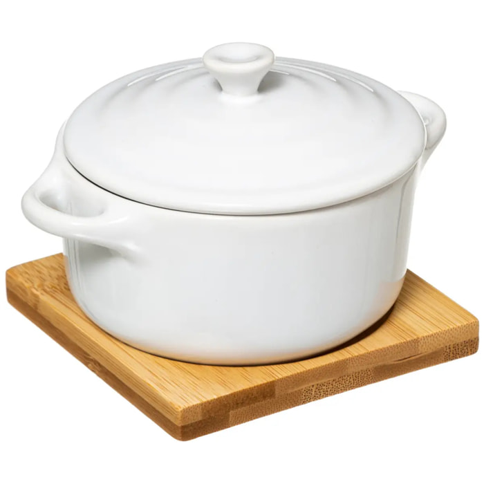 Cocotte céramique 10 cm Bambou et Blanc Seramik