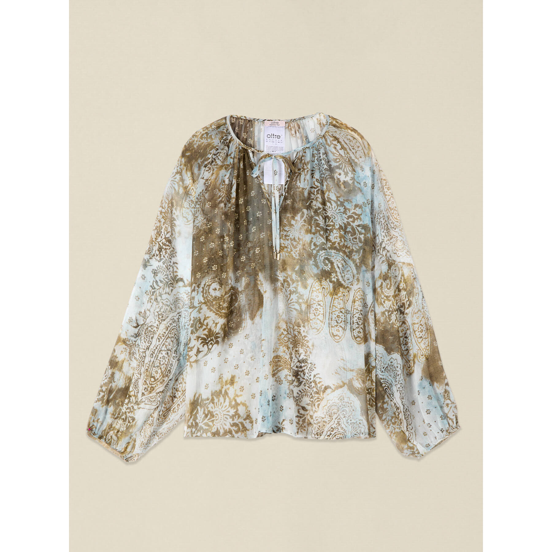 Oltre - Blusa estampada con mangas largas - Marrón