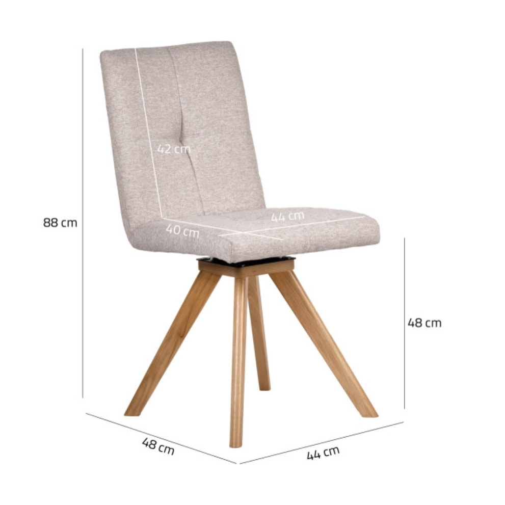 Chaise rotative en tissu & piètement en chêne - 3 coloris - HORTENSE