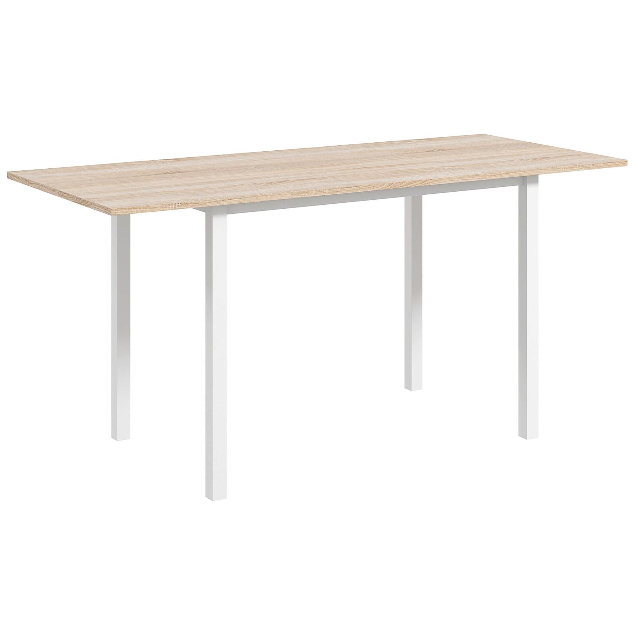 Mesa de Comedor Extensible para 4-6 Personas Mesa de Cocina Moderna con Patas de Acero para Salón Comedor 160x70x76 cm Madera Natural