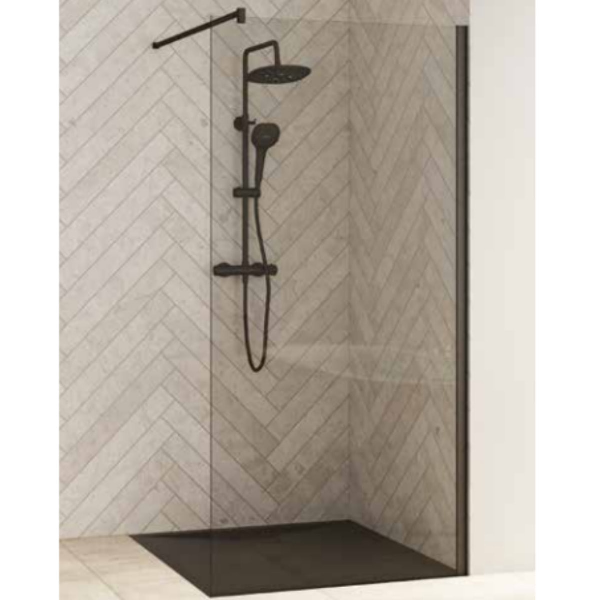 KINEDO Paroi de douche fixe 198,3 X 80 Smart Design solo profilé noir verre transparent