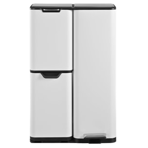 Poubelle pédale tri sélectif HAJA blanc 60L