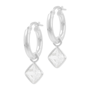 Orecchini a Cerchio in Argento 925 con Ciondolo in Cubic Zirconia