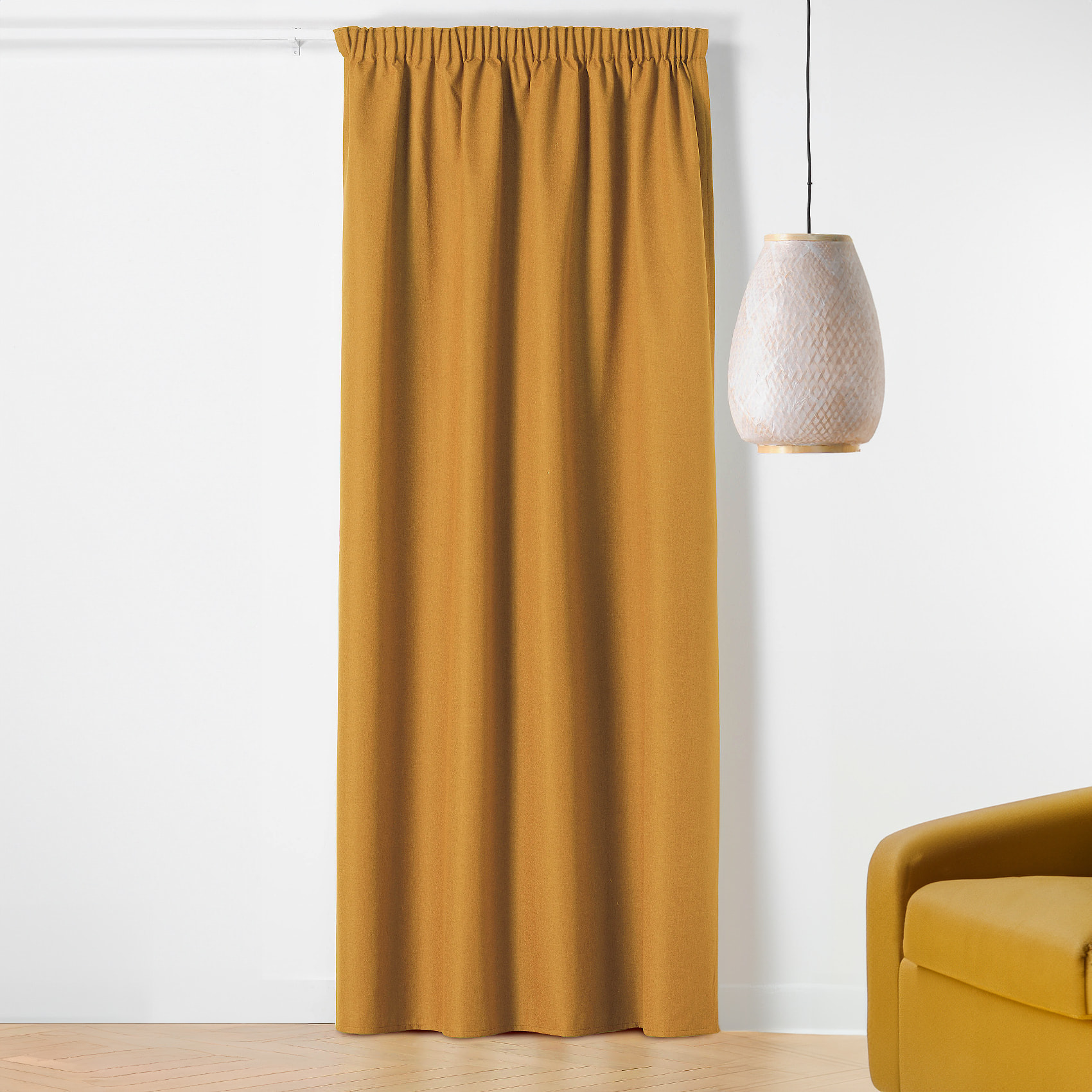 Rideau occultant galon fronceur  - Effet chiné - Jaune Ocre