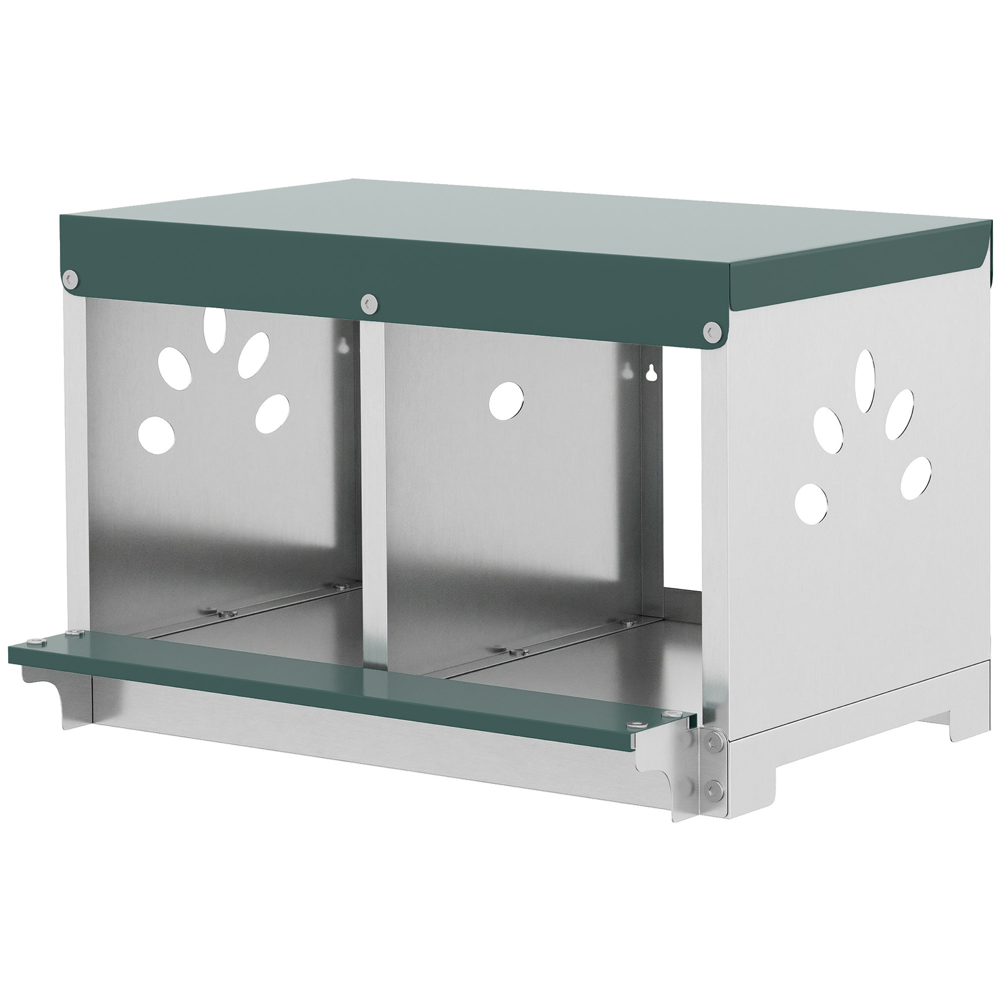 Pondoir 2 compartiments - pondoir métal - acier galvanisé gris vert