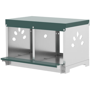 Pondoir 2 compartiments - pondoir métal - acier galvanisé gris vert