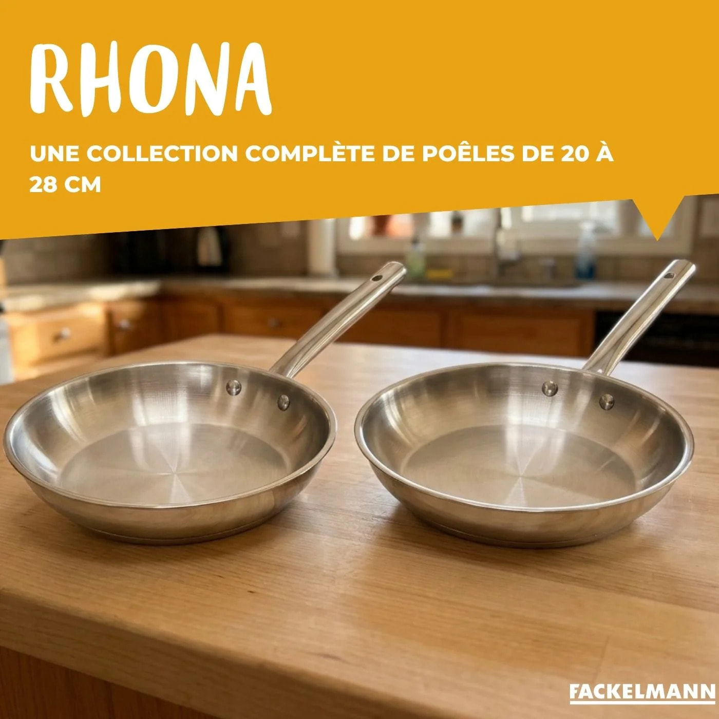 Lot de 2 poêles à frire et 2 couvercles en verre Fackelmann Rhona