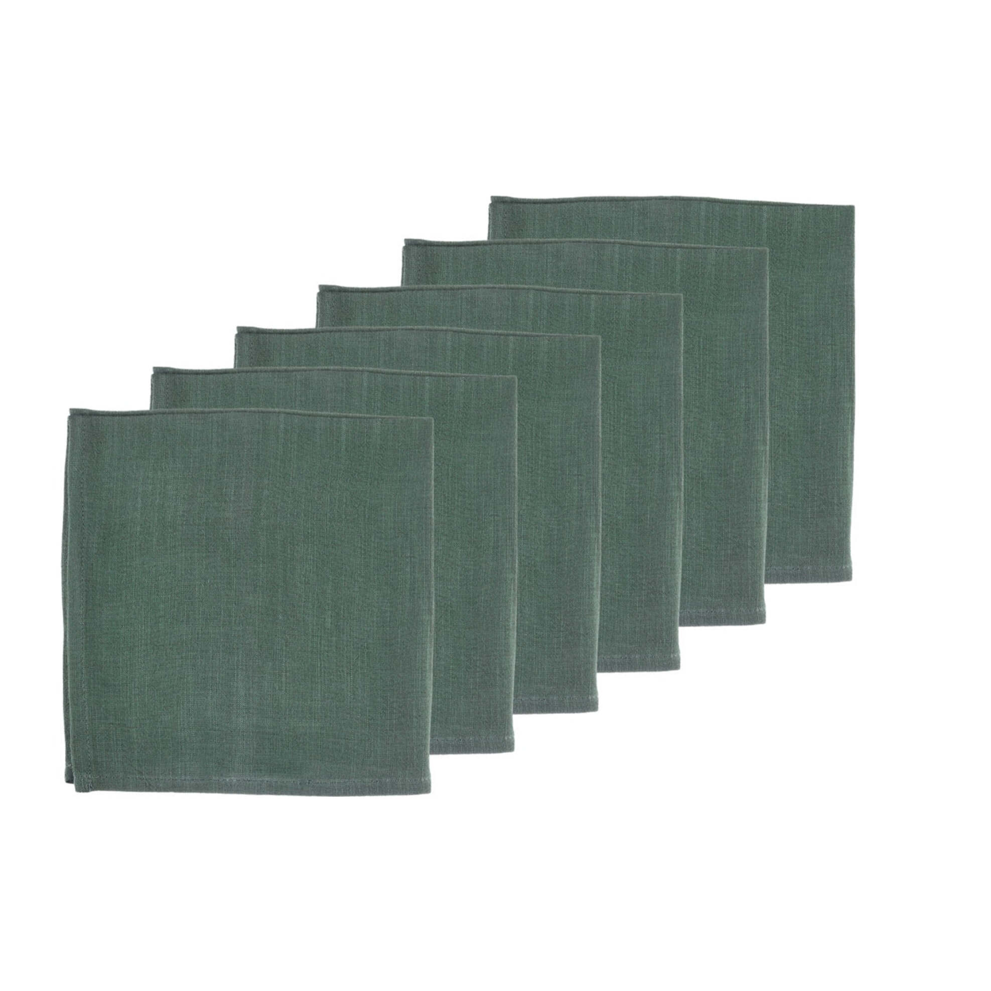 Serviette de table - 6 pièces - Lin et coton vert sapin