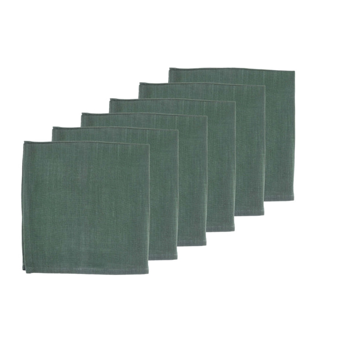 Serviette de table - 6 pièces - Lin et coton vert sapin