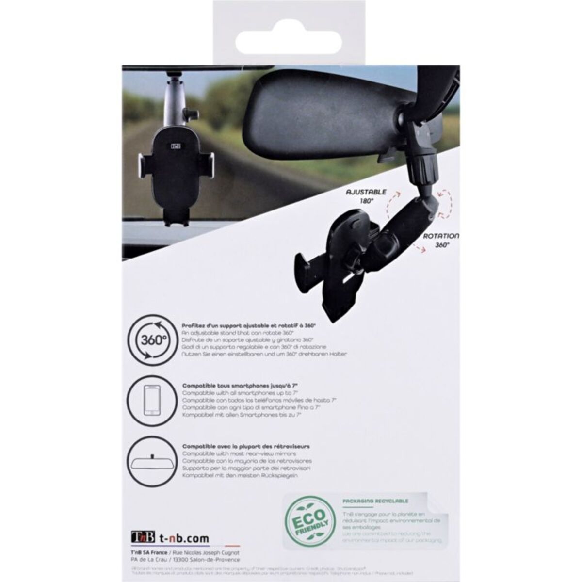Support smartphone TNB pour rétroviseur noir
