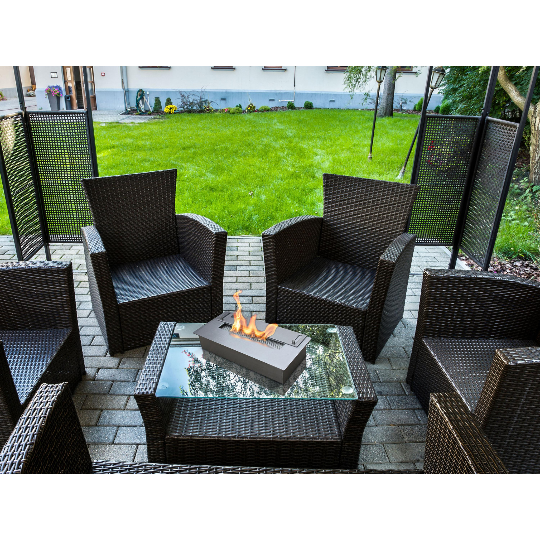 Quemador de acero para chimenea de etanol con fibra cerámica y tapa para regular la llama 1L NB10 PURLINE