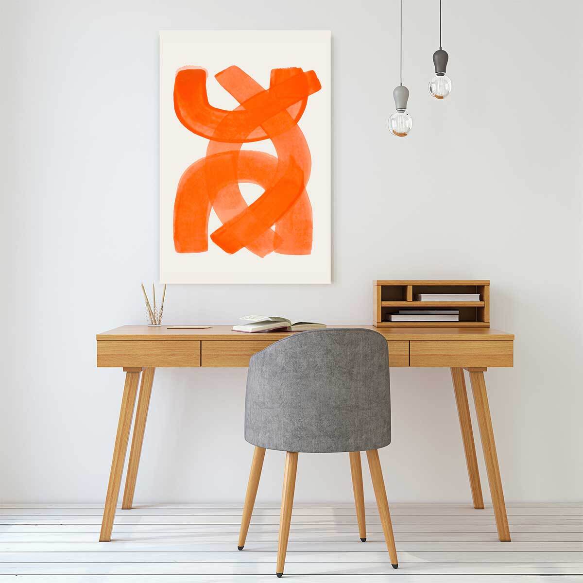 Tableau art abstrait mid century orange  Toile imprimée