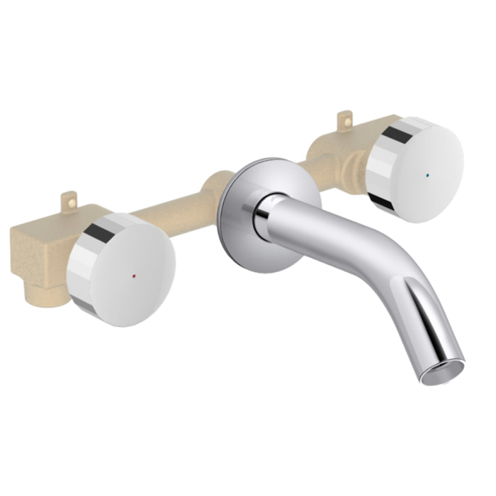 Pack mitigeur lavabo encastré 3 trous Grands Boulevards chrome avec mécanisme complet